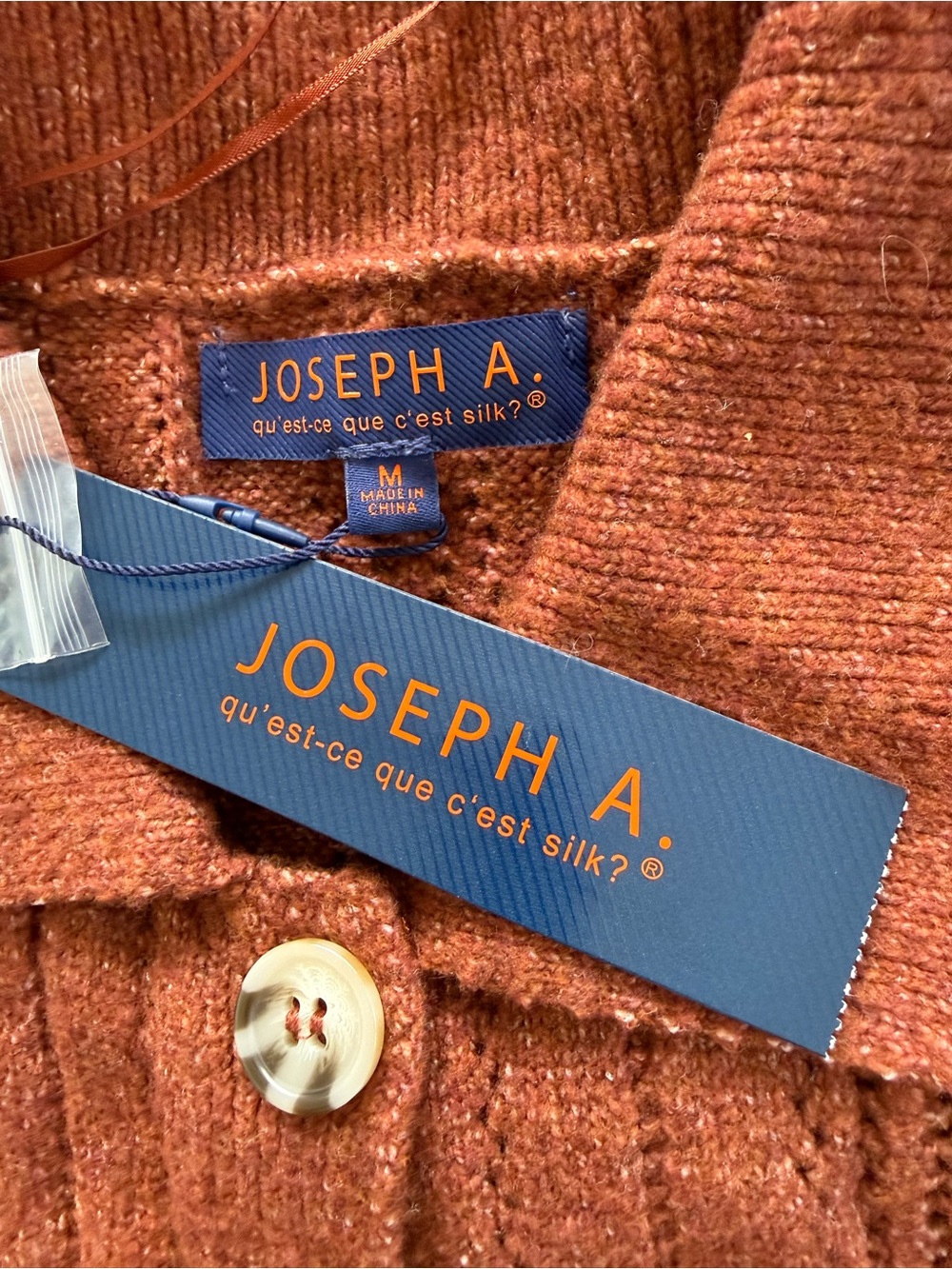 Joseph Rust Openwork Button-Up Collared Knit Cardigan - Picture 4 of 9